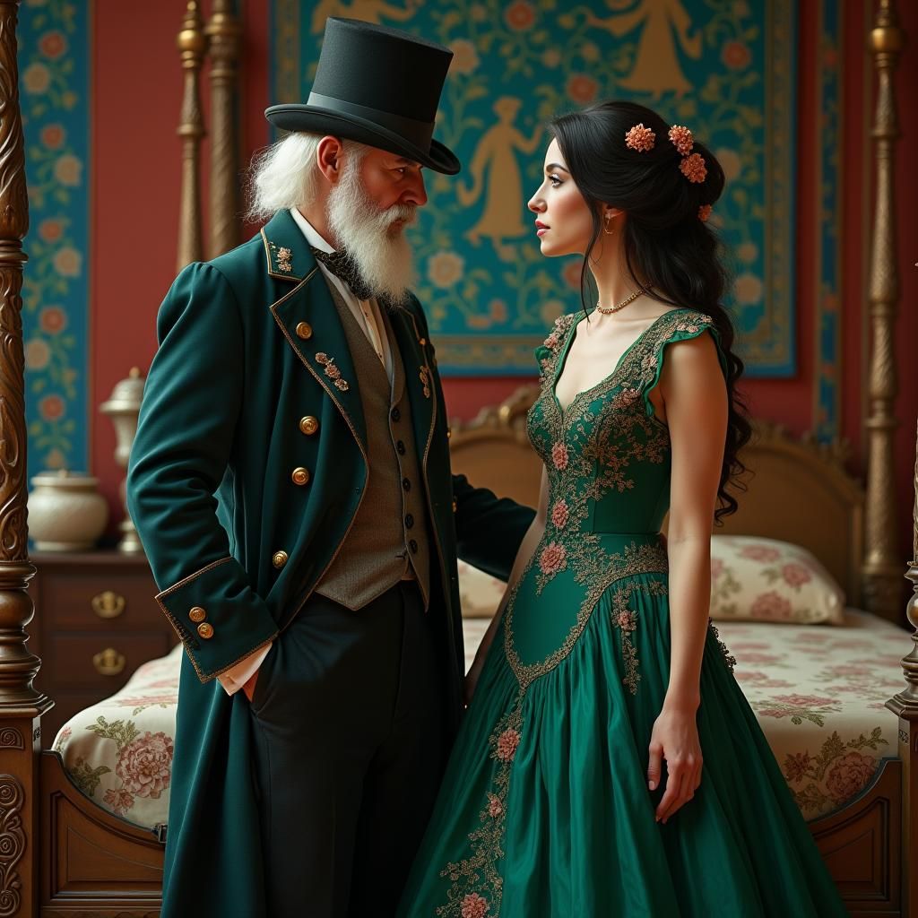 Tender Moment: Physician and Maiden in Opulent Setting