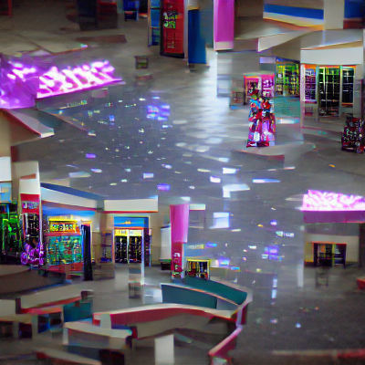 Ruins of an 80s mall 8k resolution sparkle