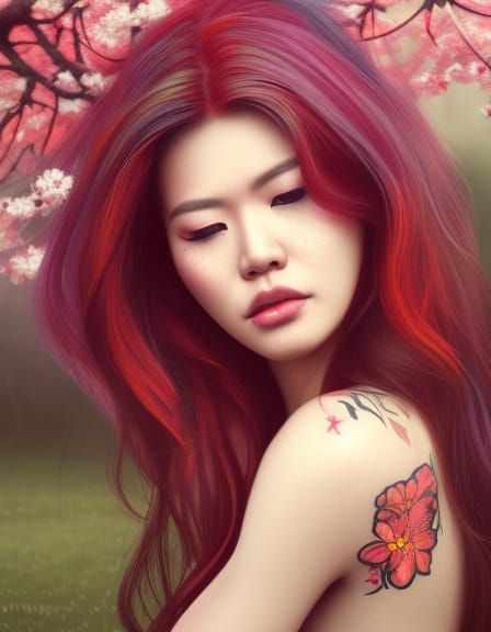 Red Haired Asian Beauty - AI Generated Artwork - NightCafe Creator