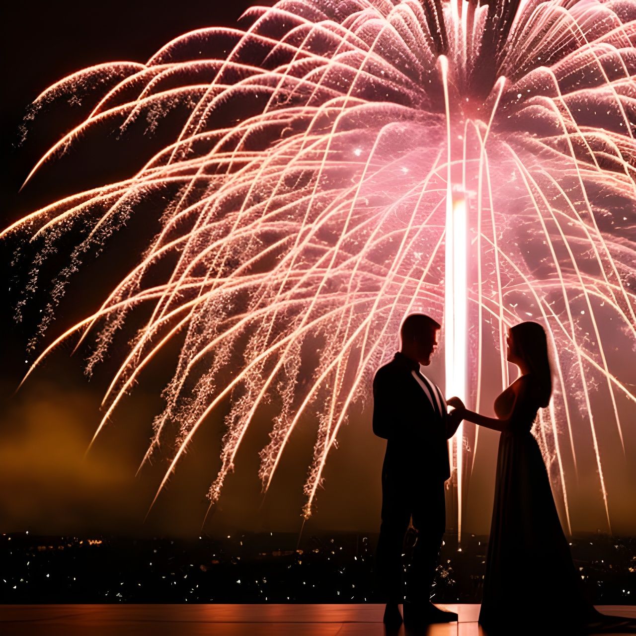 The fireworks exploding above mirrored those within as he slid the engagement ring slowly onto her trembling finger   by @Username_Already_Taken