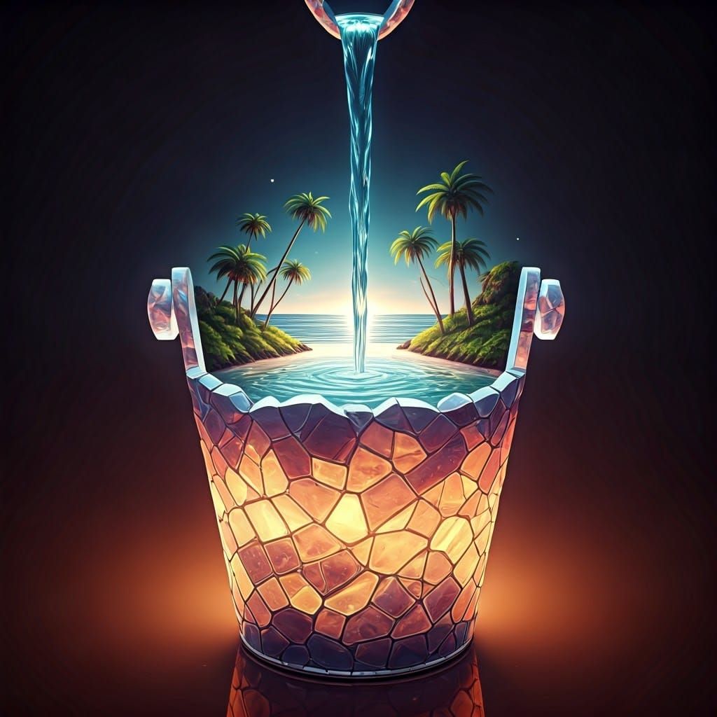 Enchanted Bucket Radiates Warm, Gentle Light - A Fantasy Wor...