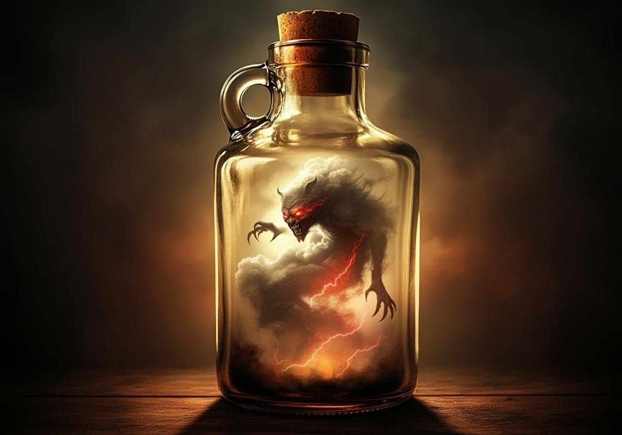 Imp in a Bottle  by @Harley Knight