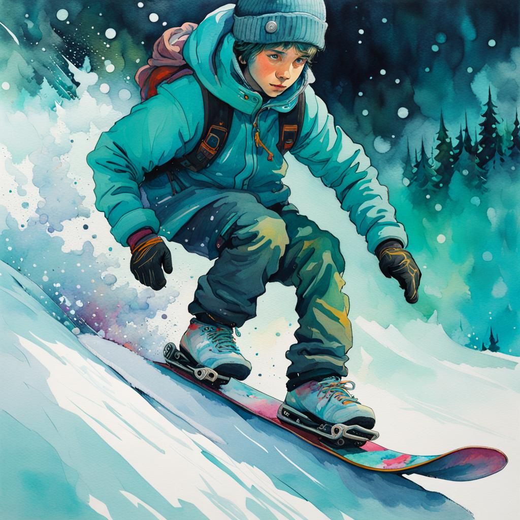Snowboarding, Turquoise_colour palette  by @Somei