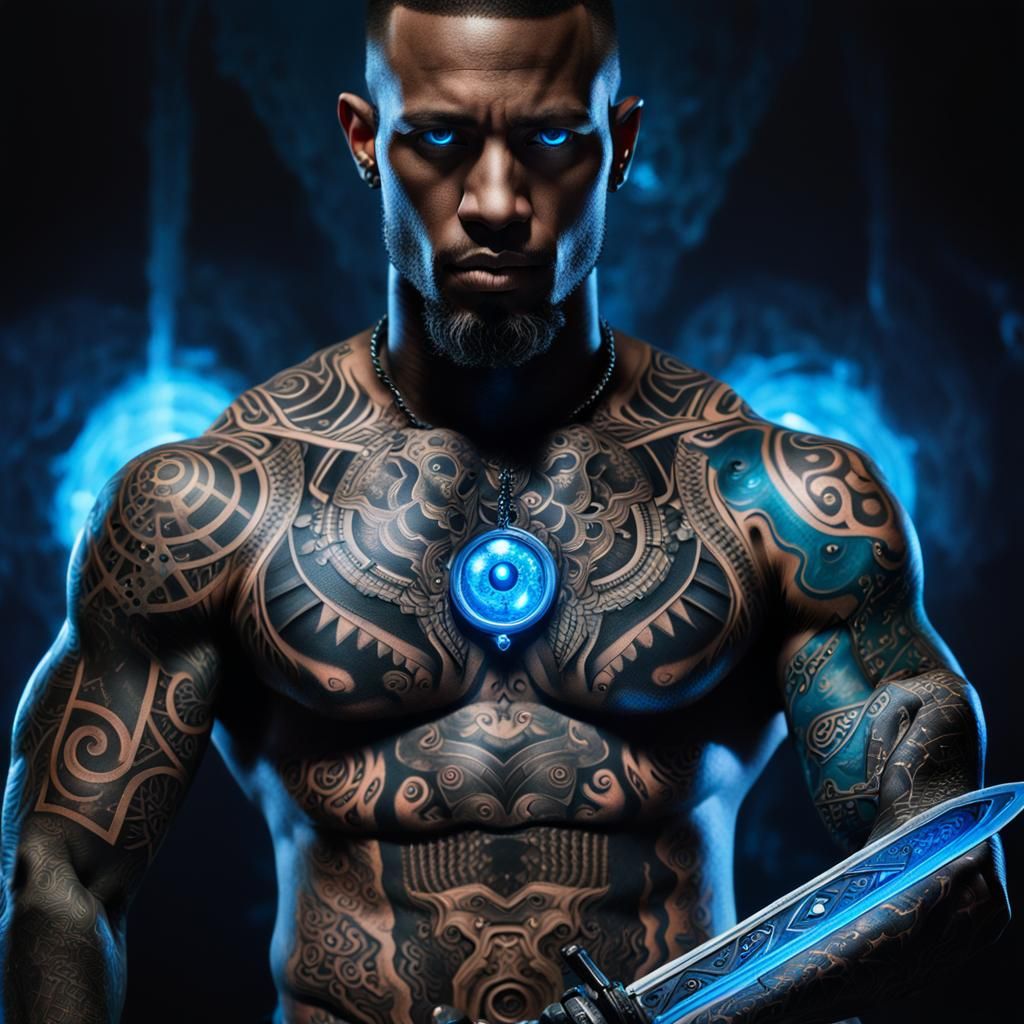 Tattoo Artist Adds Glowing Eyes in Biomechanical Art