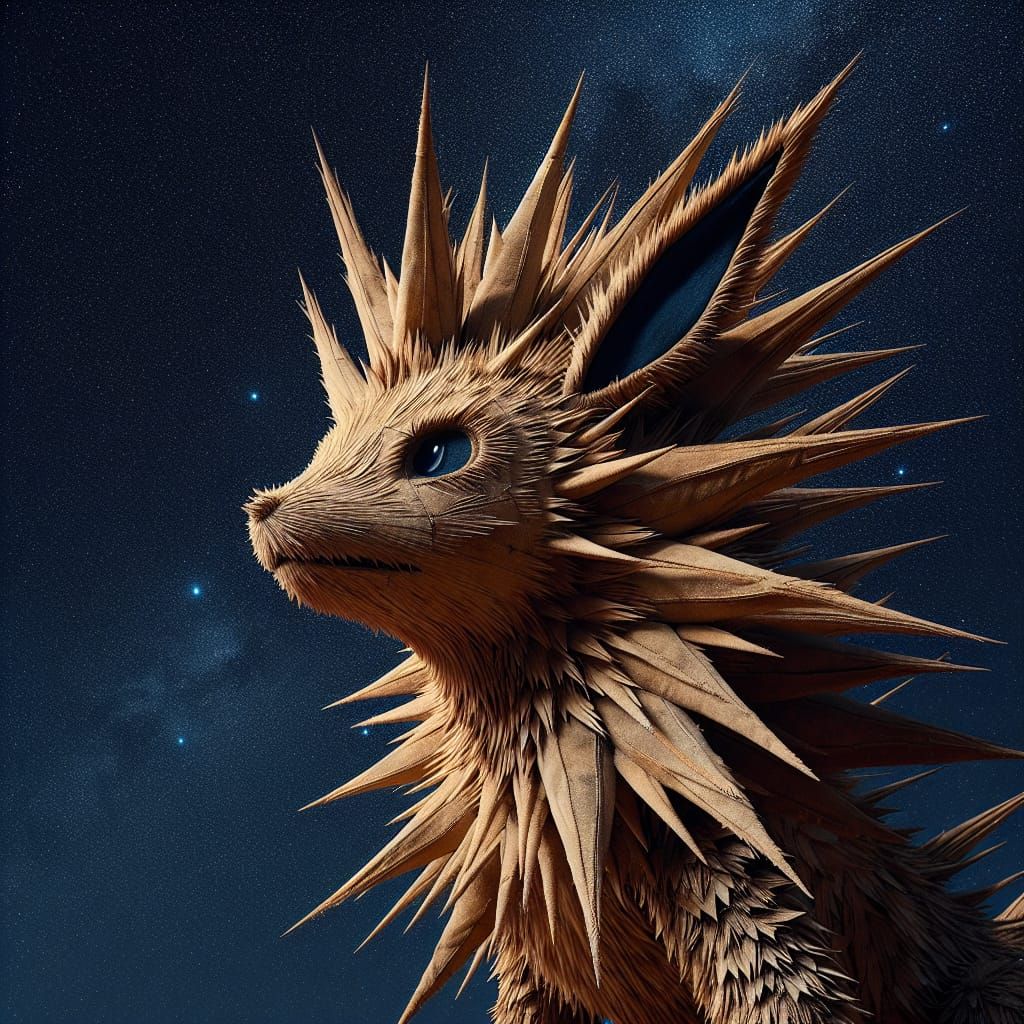 Photorealistic Suede Jolteon Under Starry Sky