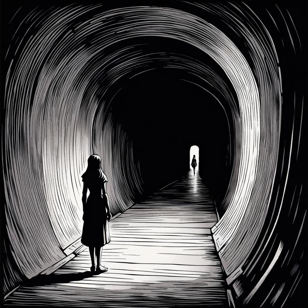 A girl lost in a dark tunnel : art by Lynd Ward and Craig Thompson and Hugo Pratt : pretty but moody : detailed but raw