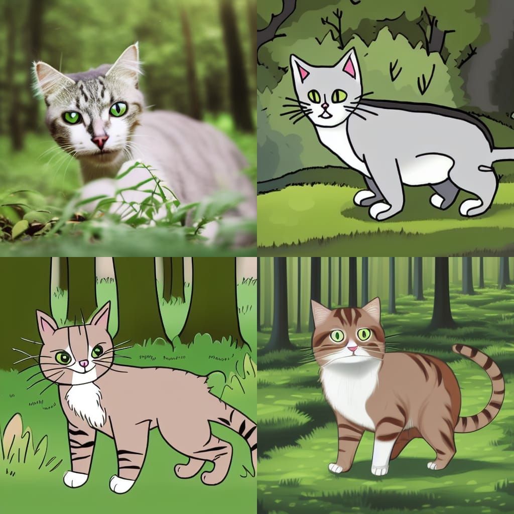 Cat wandering a dark forest alone