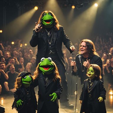 Young Ozzy Osbourne wearing intricately detailed black clothes, singing ...