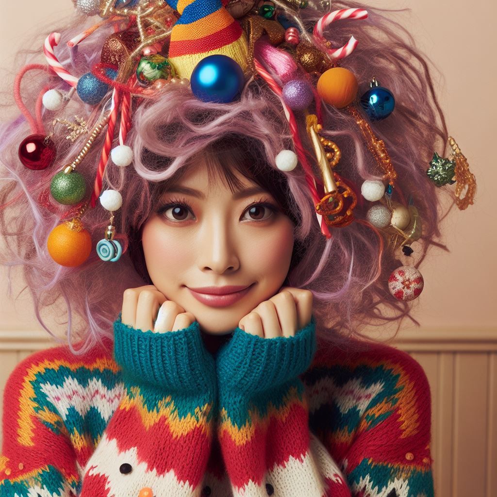 Ugly sweater and whimsical wigs
