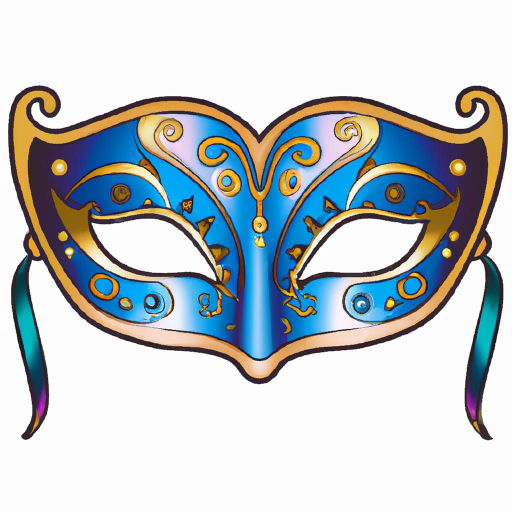 detailed gold blue masquerade mask 