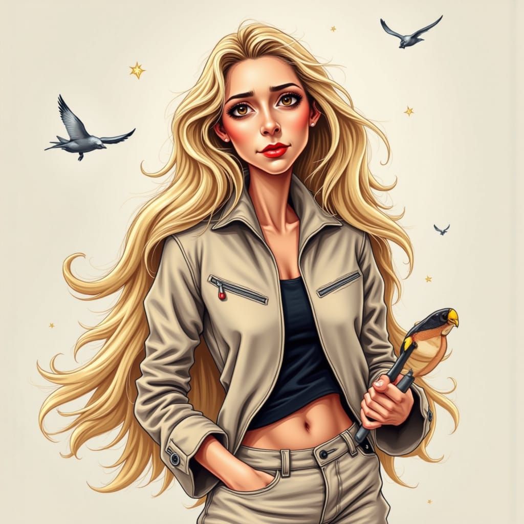 <lora:Flux Caricature:1.0>woman