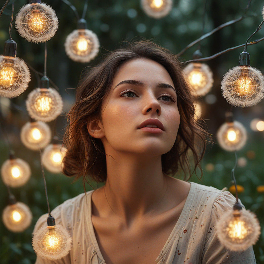 Ethereal Whimsy in a Glowing Garden, Delicate Realism