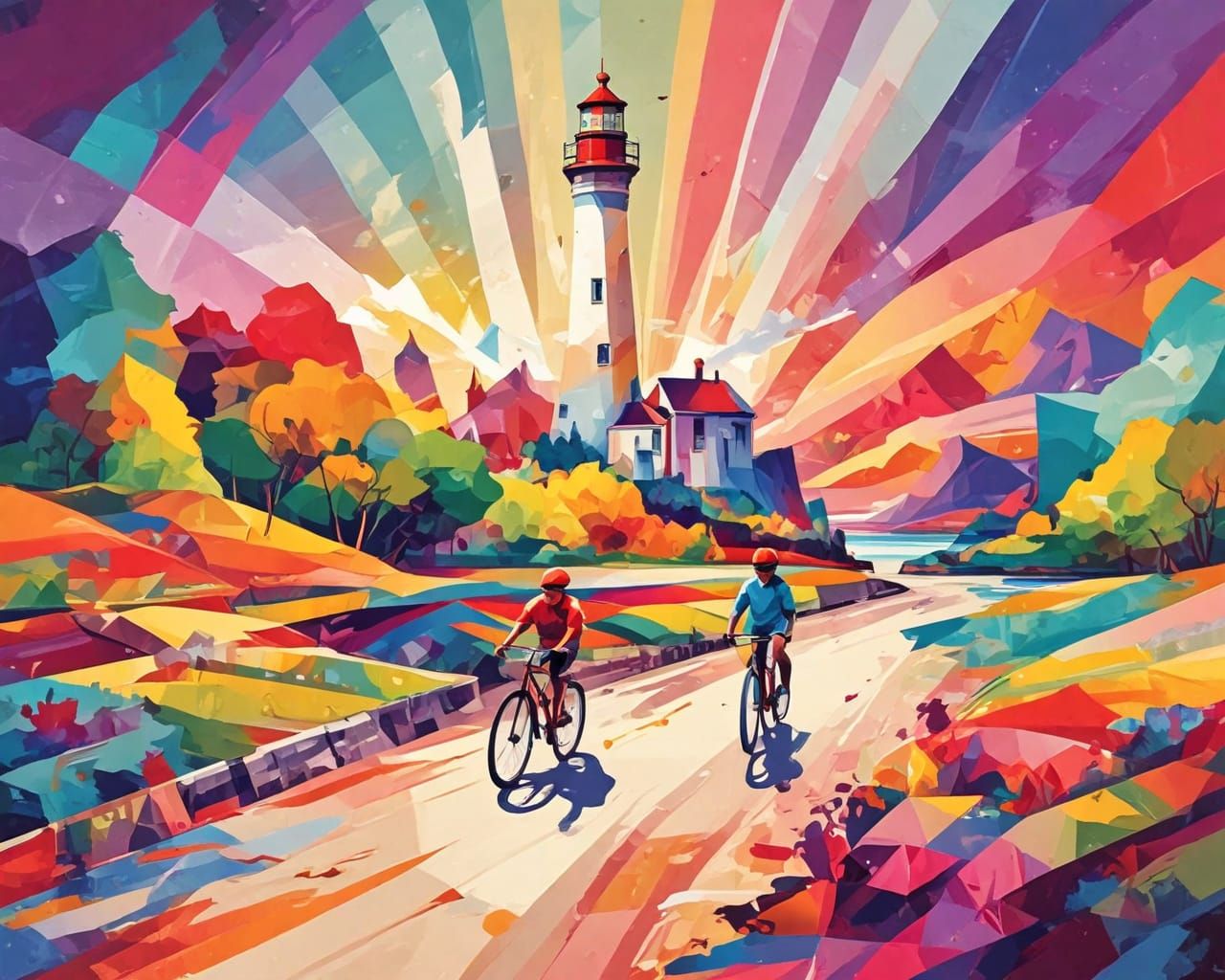 Lighthouse. Abstract scene.