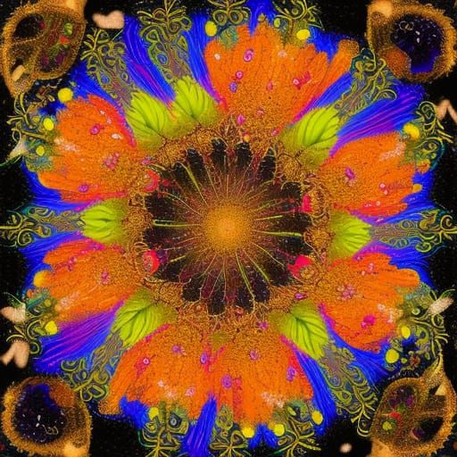 Flower Powered Mandala - AI Generated Artwork - NightCafe Creator