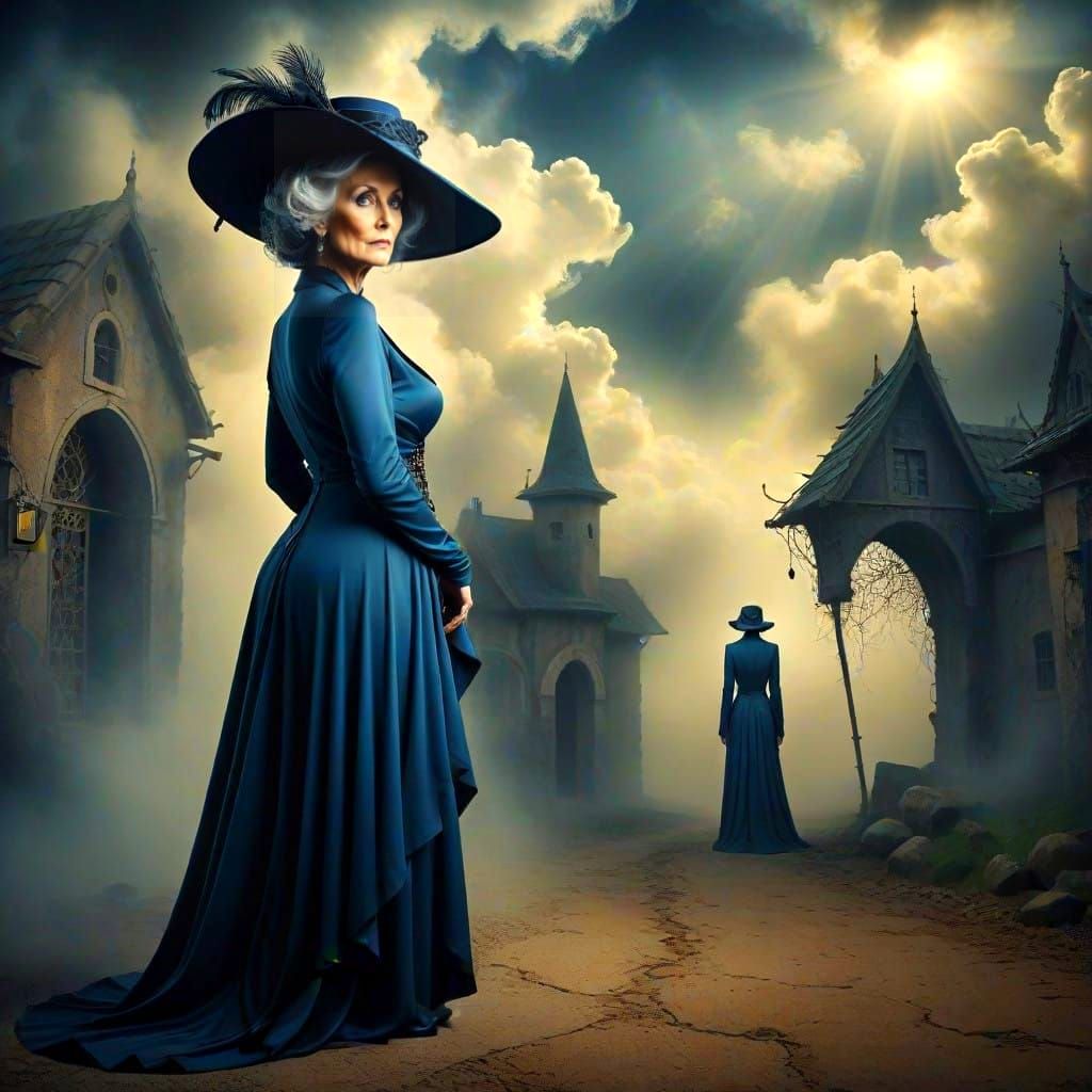 Ethereal Mystery Woman in a Dreamlike Setting