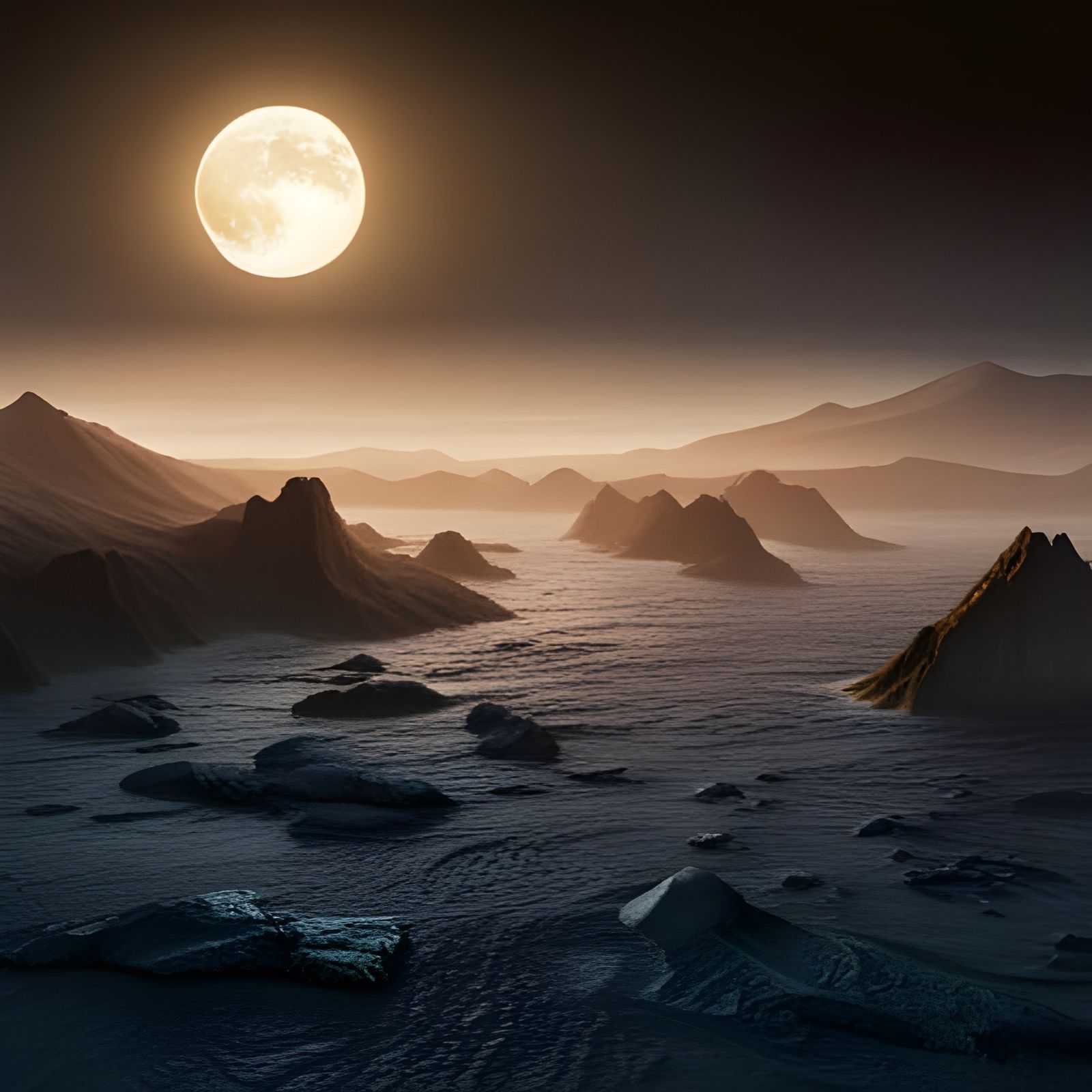 Mare Nostrum on the Moon, with view on Earth in the sky deta...