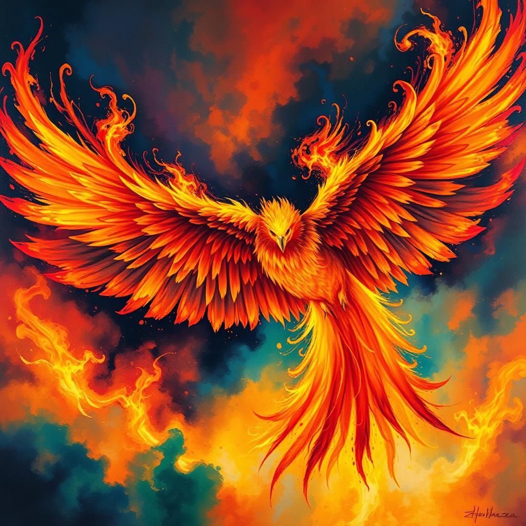 Phoenix Rising Amidst Apocalyptic Blaze