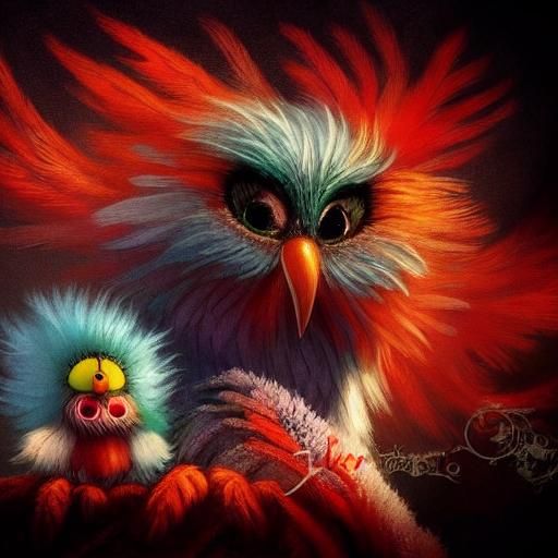 Cute and fluffy tiny baby bird by Andy Kehoe and Tim Burton. Big sad ...