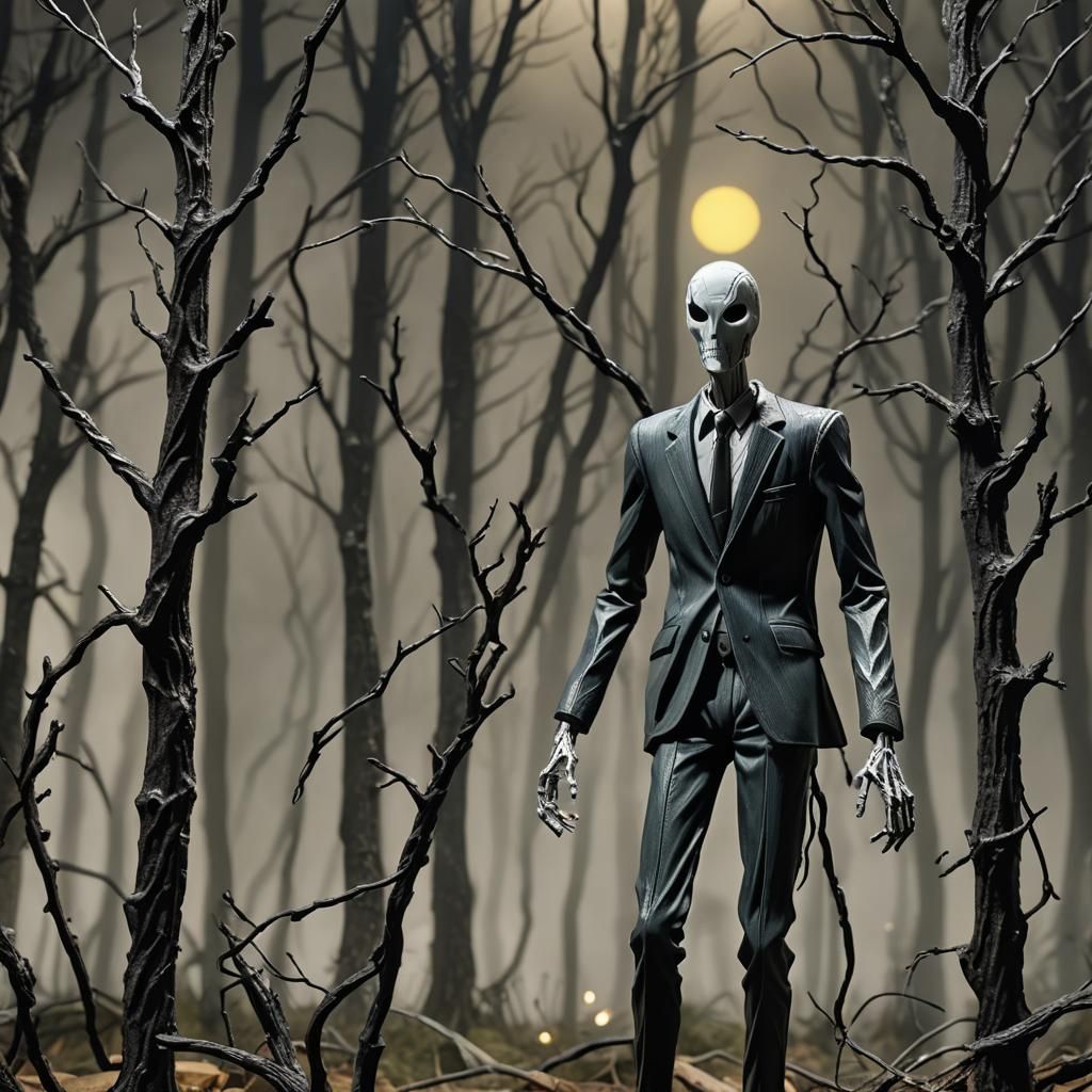 Extremely Realistic insanely detailed Toy funko plastic creepypasta true form Slender man video game action figure displayed in mcfarlane to...