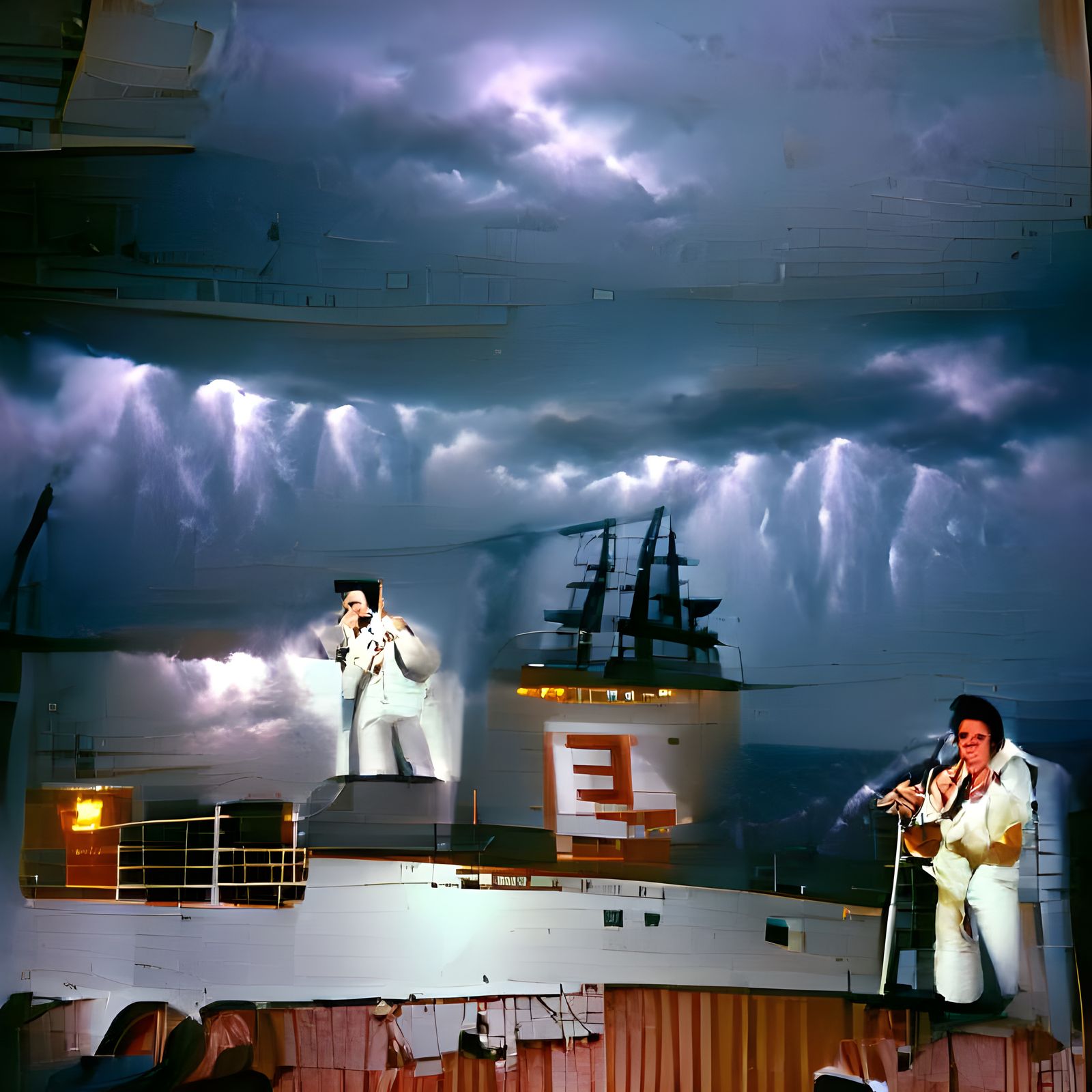 elvis singing on a ship in a storm - AI Generated Artwork - NightCafe ...