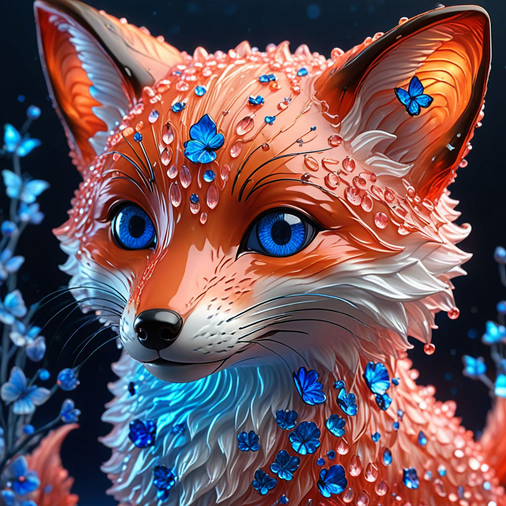 Crystal glass sculpture of an adorable baby Fox