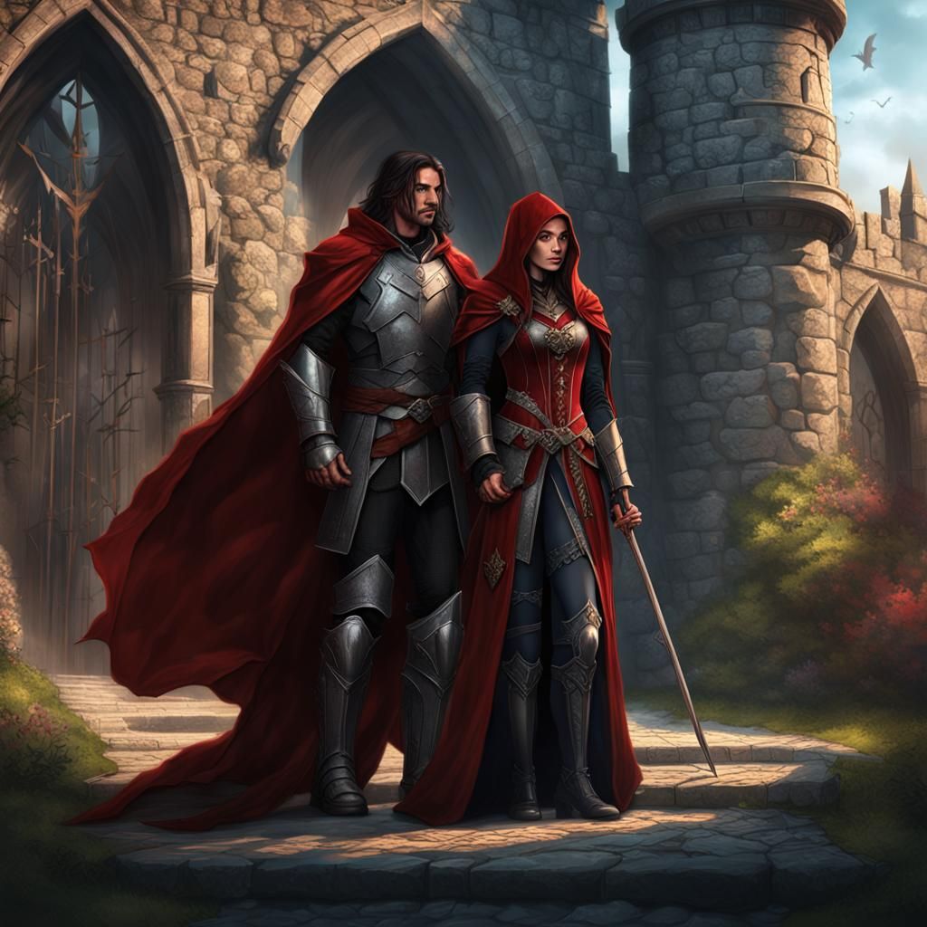 Elven Couple Parting in Dark Fantasy Castle