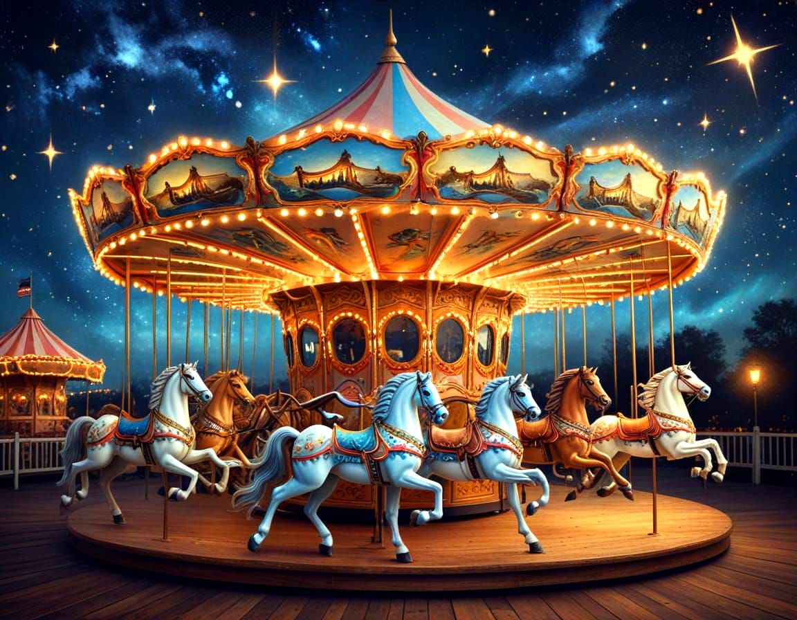 Vintage carousel illustration  by @KittKatt