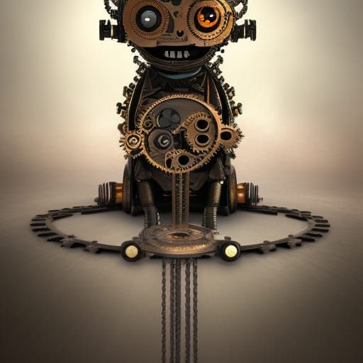 steampunk prototype robot cat made from gears, on a null backdrop, rule of thirds, rim lighting, ultra sharp photography