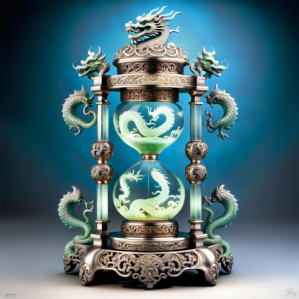 Ornate Jade-Dragon hourglass - AI Generated Artwork - NightCafe Creator