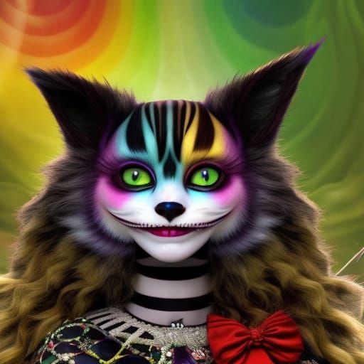 Portrait of a Pretty Harlequin Rainbow Cat. - AI Generated Artwork ...