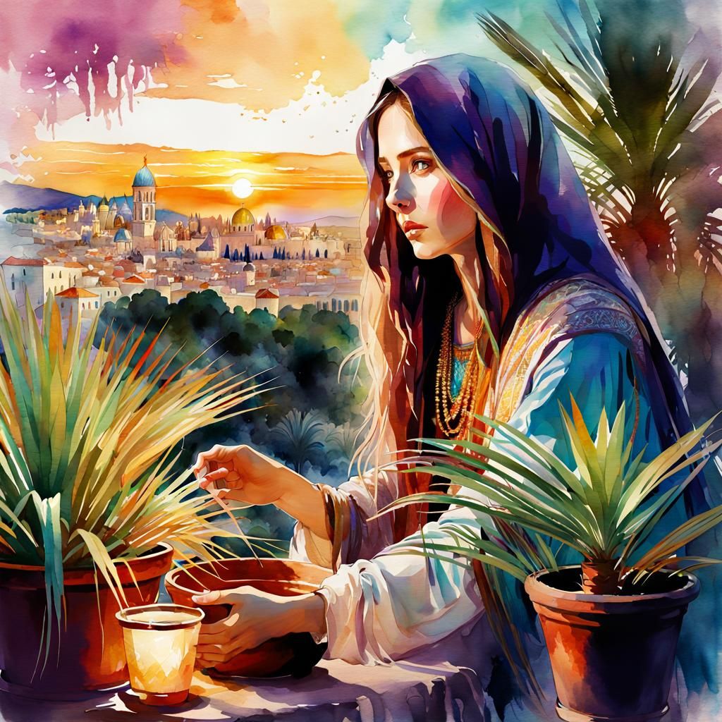 Beautiful Mary Magdalene in Jerusalem