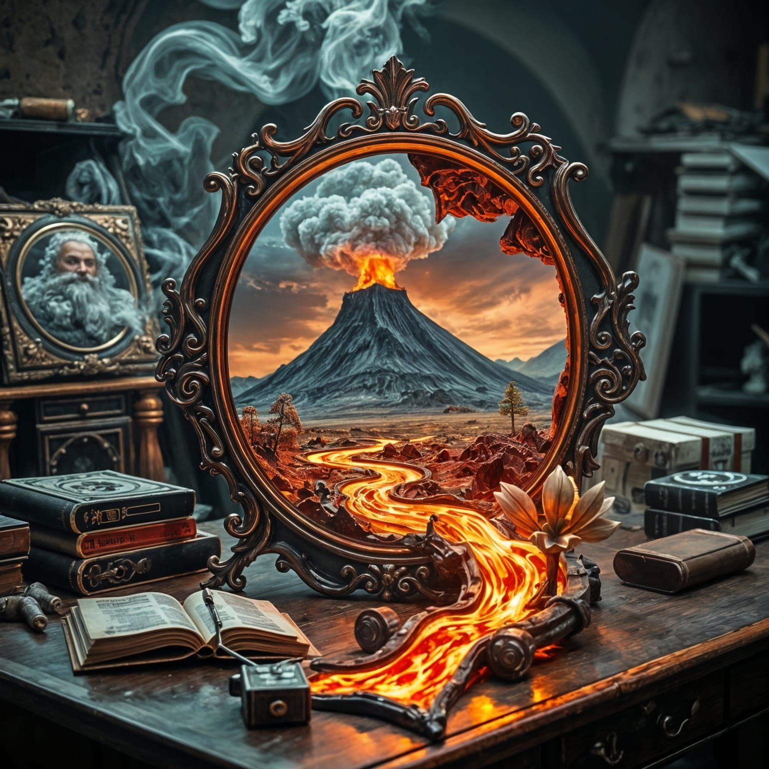 Magic Portal to a Volcano  by @MordecAI
