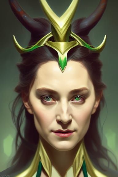 Female Loki, head and shoulders portrait, 8k resolution concept art ...