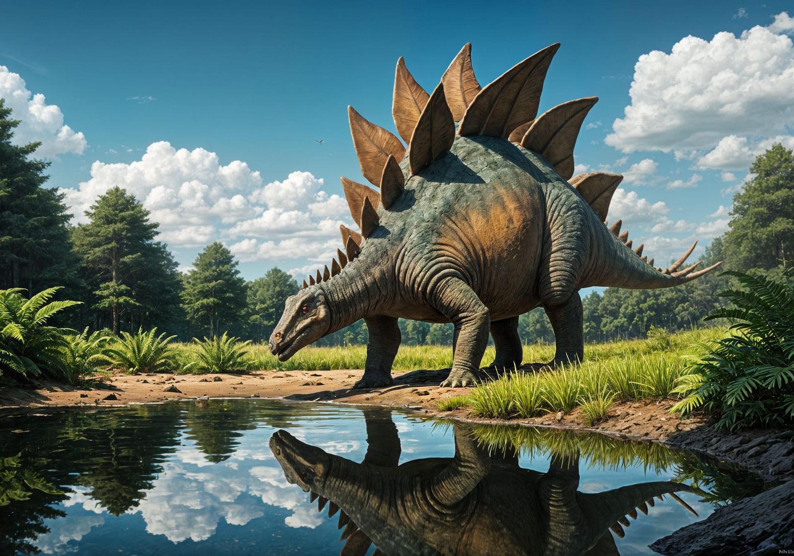 Stegosaurus at the watering hole.  by @Kernowek