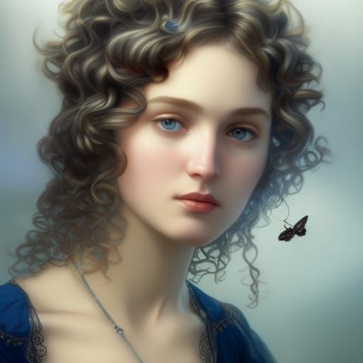 Victorian Blonde Portrait with Butterfly Hairpin