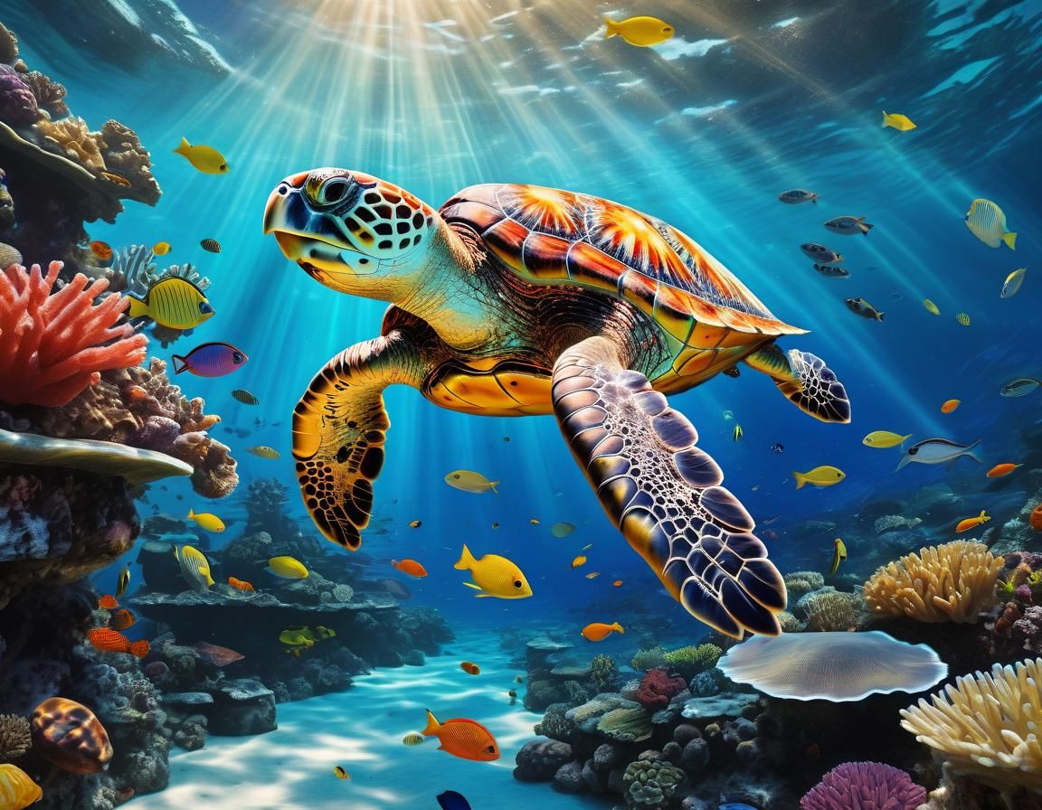 Sea Turtle in Clear Water  by @Foul Rabbit