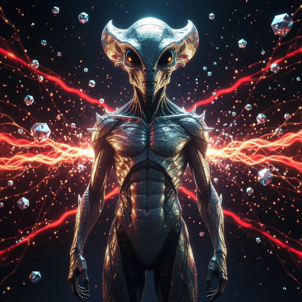 Magnificent Alien Creature of Crystal and Light