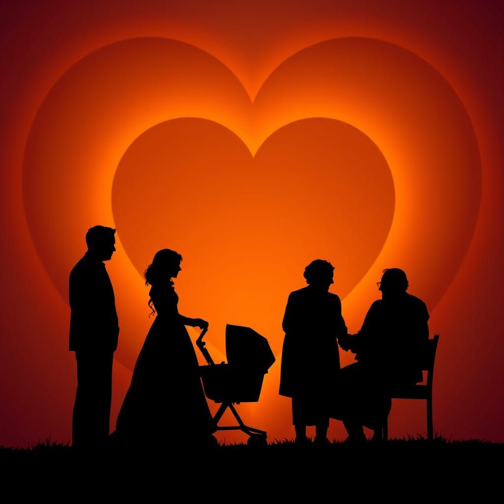 Poignant silhouette scene depicting a man and woman's lifelong journey together. Show the couple in various ...  by @Dessas1