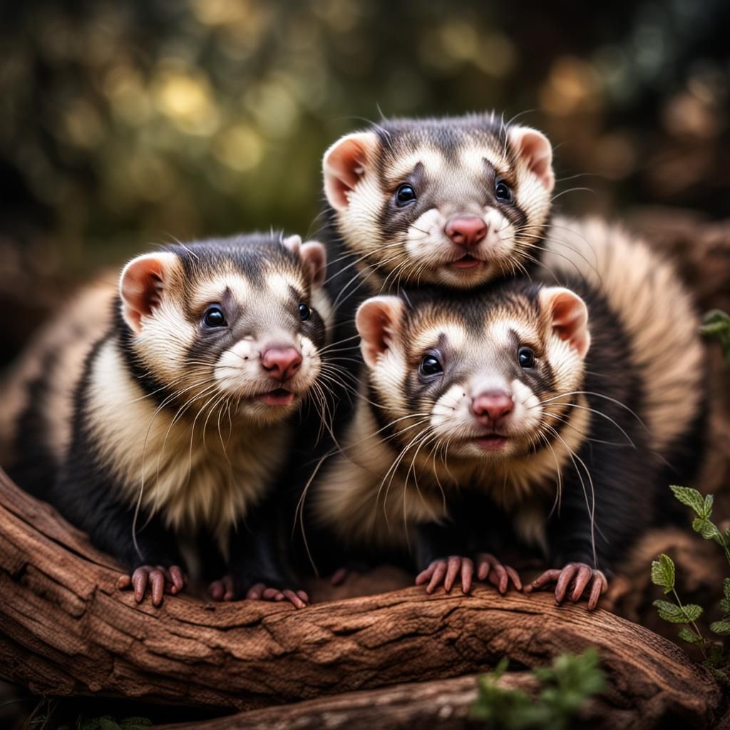 Happy playful ferrets - AI Generated Artwork - NightCafe Creator