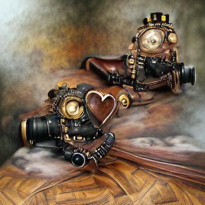 Photorealistic happy steampunk lovers