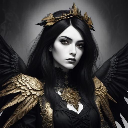 Dark Angel Portrait in Gothic Style