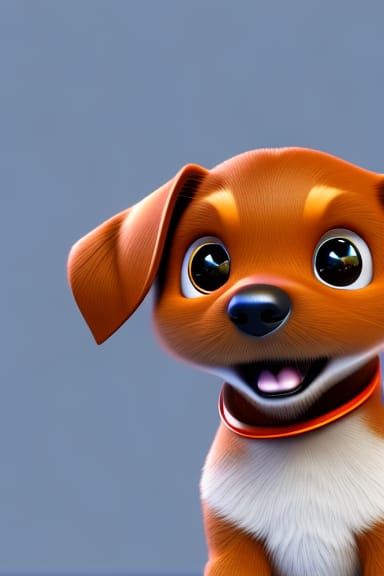cute lovable puppy, Pixar, Disney, concept art, 3d digital a...