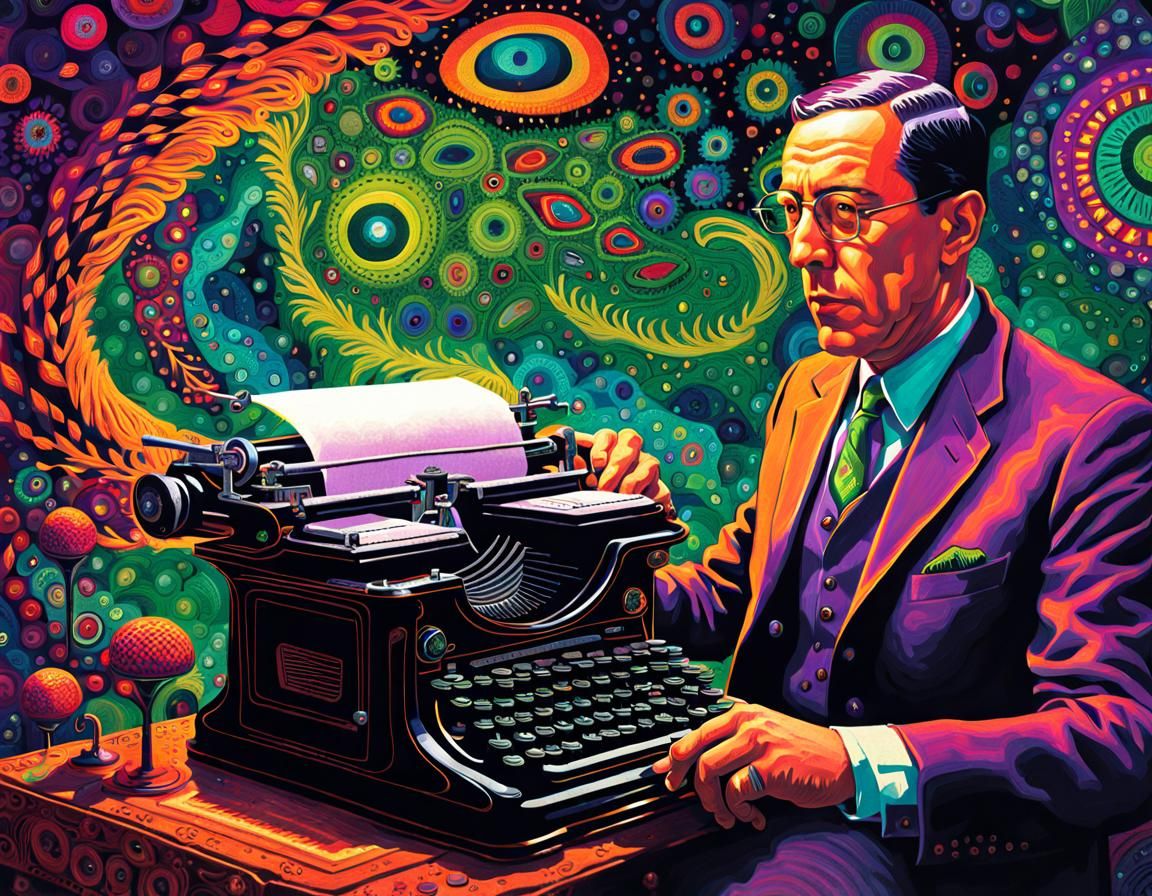 Lovecraft using a vintage typewriter - AI Generated Artwork - NightCafe ...