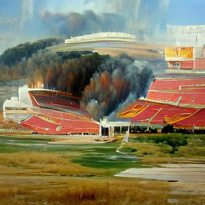 Arrowhead Stadium in the middle of a burning grassland - AI Generated ...