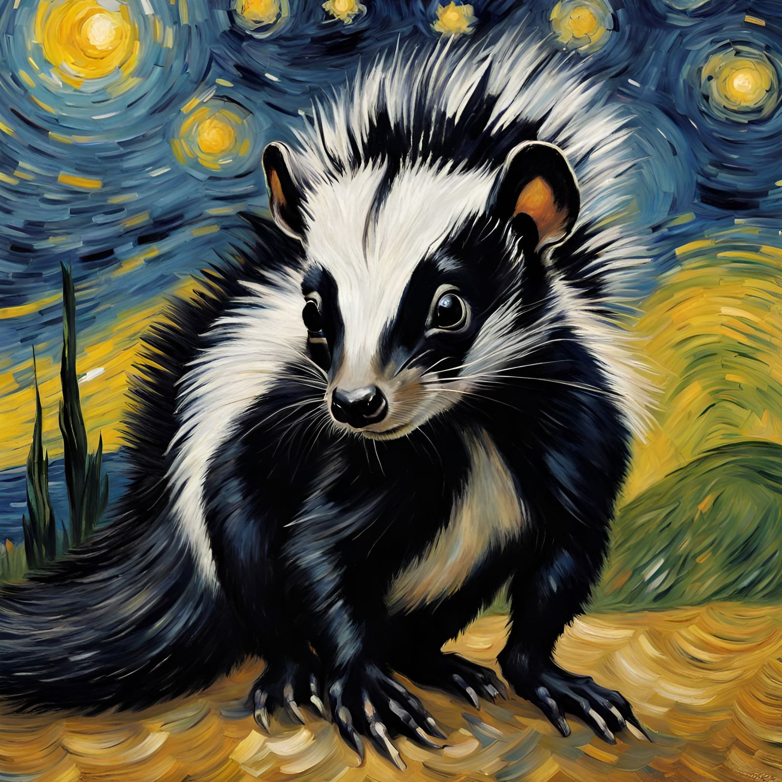 skunk in a starry night by van Gogh  by @Cassie Peters
