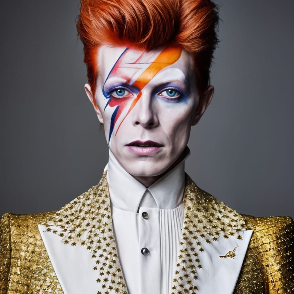 David Bowie Portrait in Hypermaximalist Style