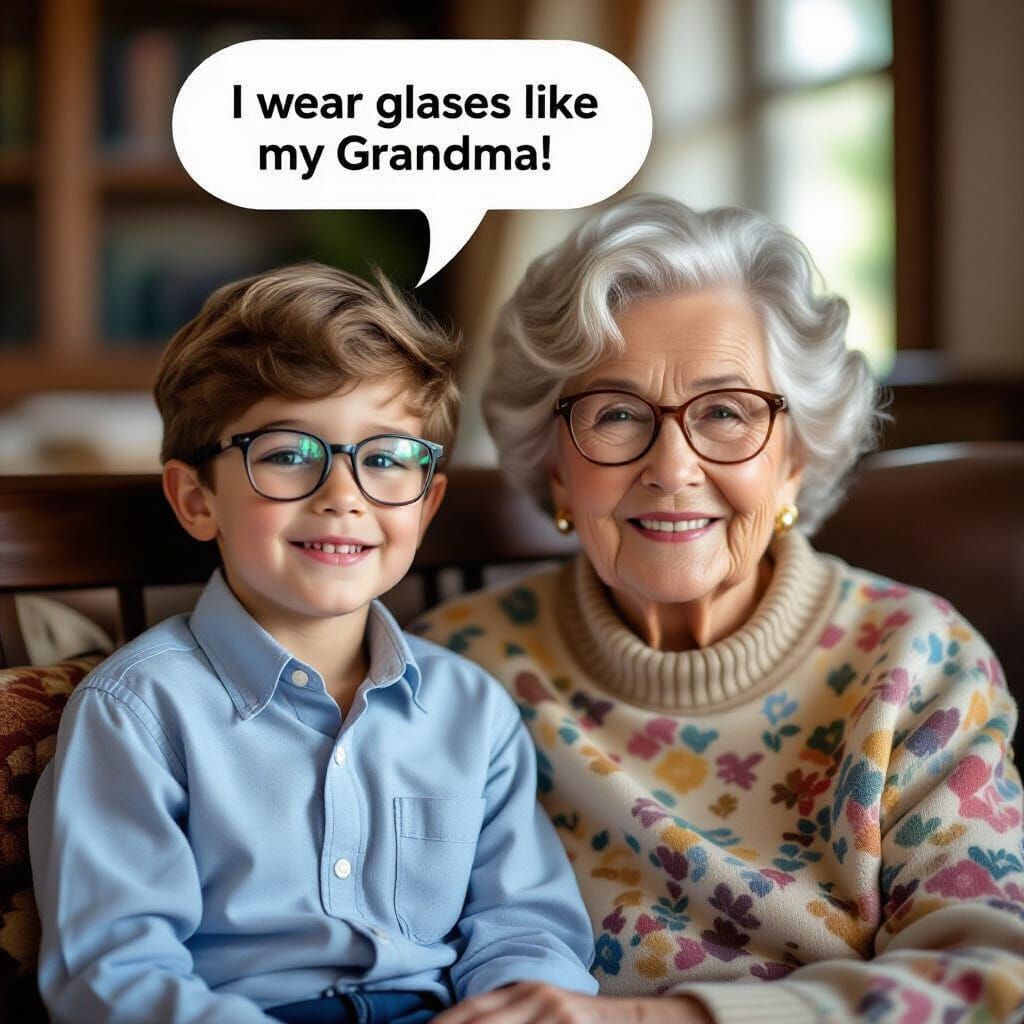 Grandson and Grandma: Matching Glasses Portrait