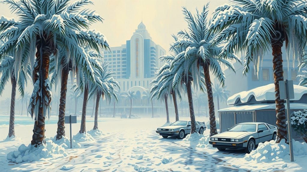 Post-apocalyptic winter in Miami.  by @Lorendiac H