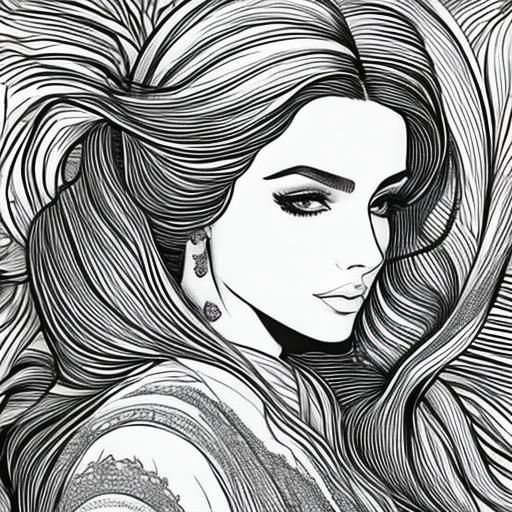 <lora:Coloring-Page sd15:1.0> Woman, coloring book, outlines, white background 