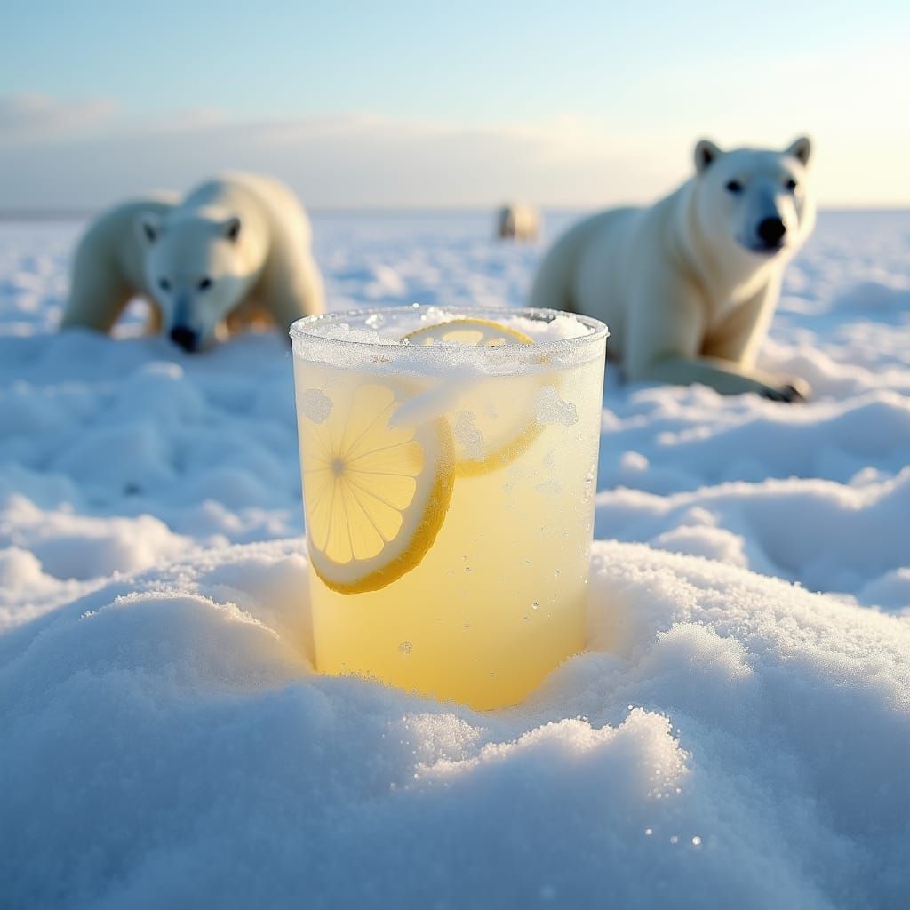 realistic image of a cold glass of lemonade chilling in a pi...